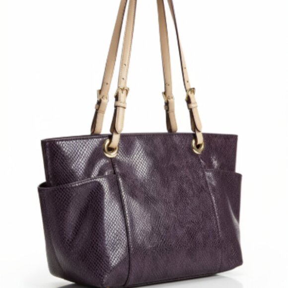 Michael Kors Jet Set Tote Purple Snake Embossed Shoulder Bag Very  Clean - Picture 2 of 12
